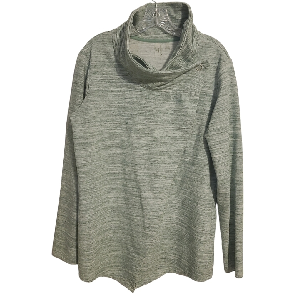 Danskin | Women's Green Button Over Cowl Neck Lightweight Jacket (Size XL)